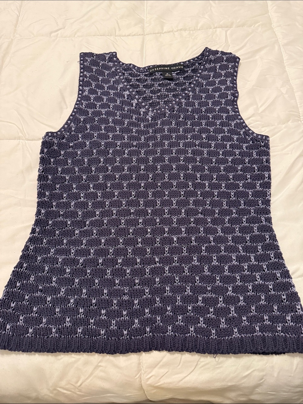 Josephine Chaus Two-Tone Purple Knit V-Neck Tank